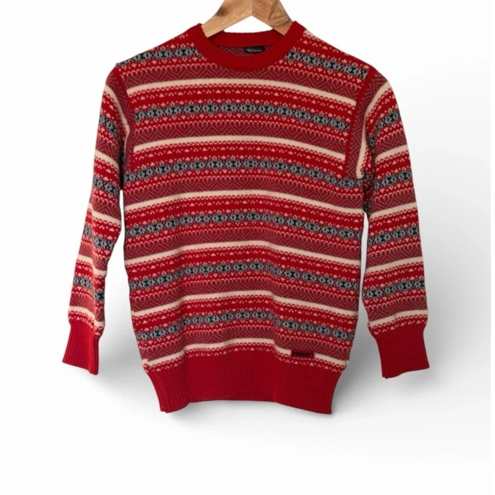 Vintage Maglificio Pancari 100% Wool Fair Isle Sweater Made In Italy